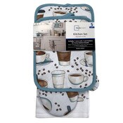 Wholesale - 5pk COFFEE TIME PRINTED KITCHEN SET C/P 60, UPC: 073558793816